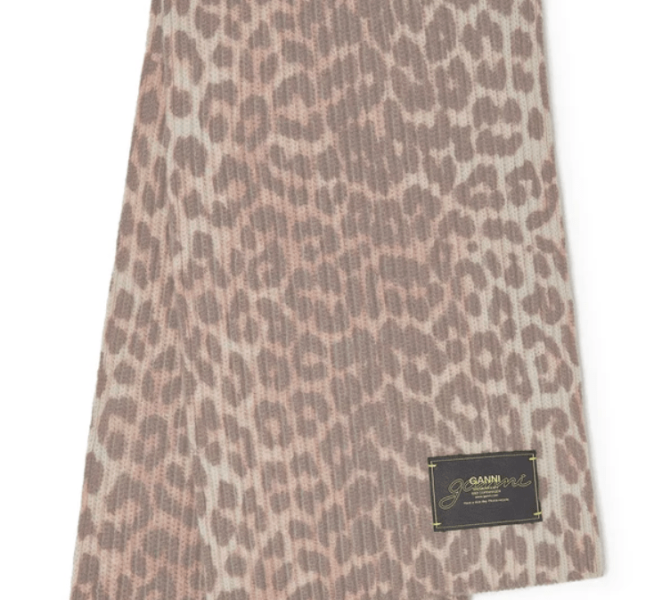 Leopard Wool Knit Scarf 