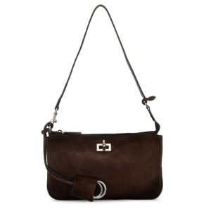 Brown suede Rodeo shoulder clutch bag