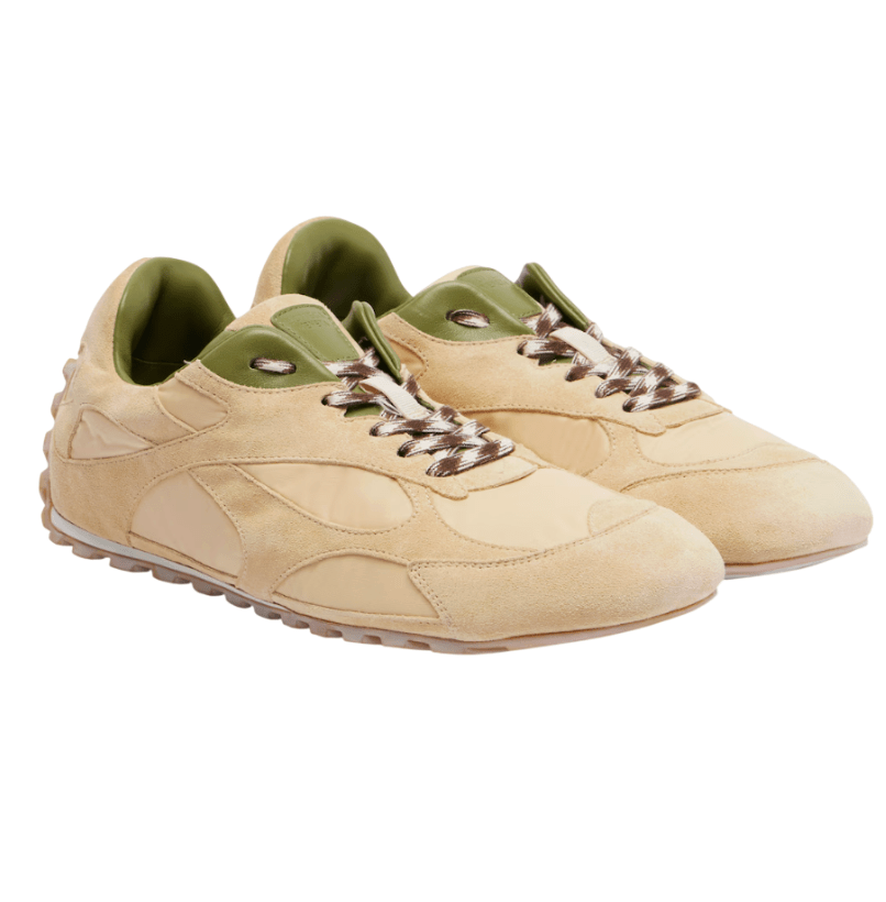 Beige suede and fabric Orbit sneakers
