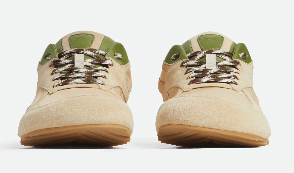 Beige suede and fabric Orbit sneakers