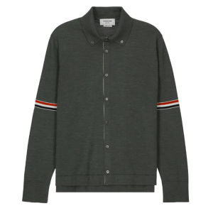 Jersey Button Down Point Collar Merino Wool Shirt