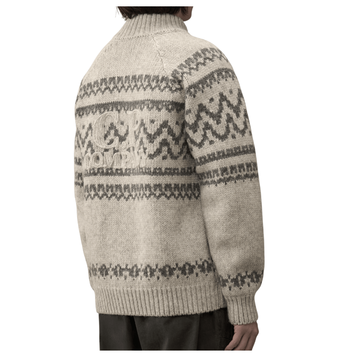 Jacquard Wool Logo Full Zip Cardigan 