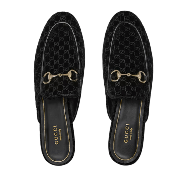 Princetown slipper in black GG velvet