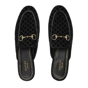 Princetown slipper in black GG velvet