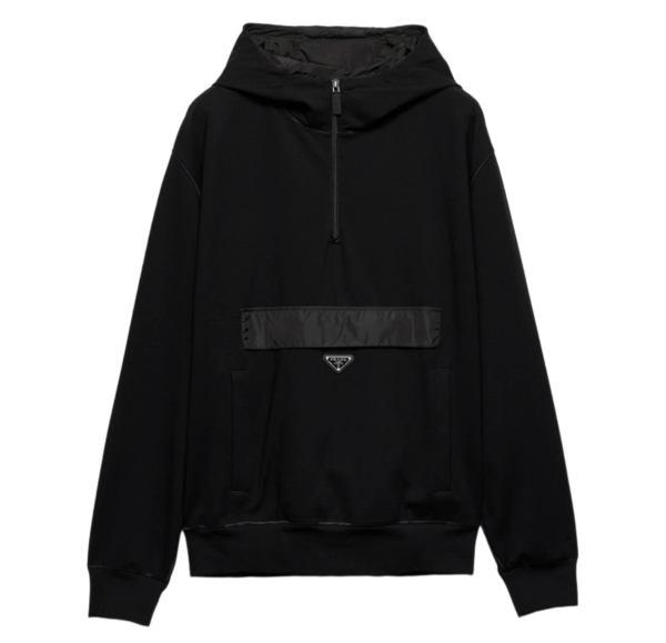 Prada Technical Jersey Hoodie Black