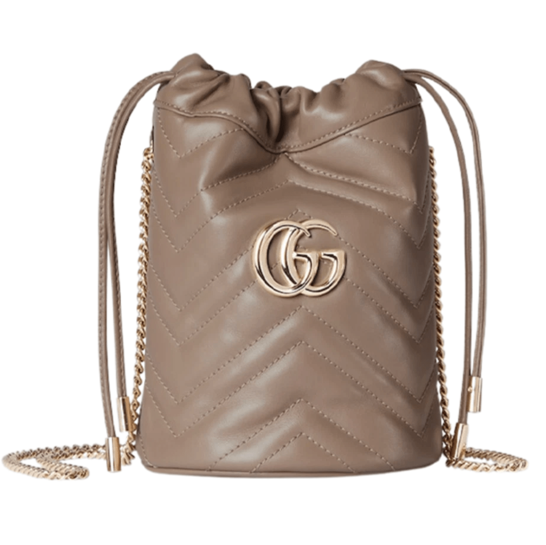 Gucci GG Marmont Mini Leather Bucket Bag Taupe