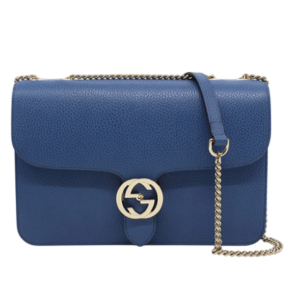 Gucci GG Interlocking Chain Medium Shoulder Bag Blue