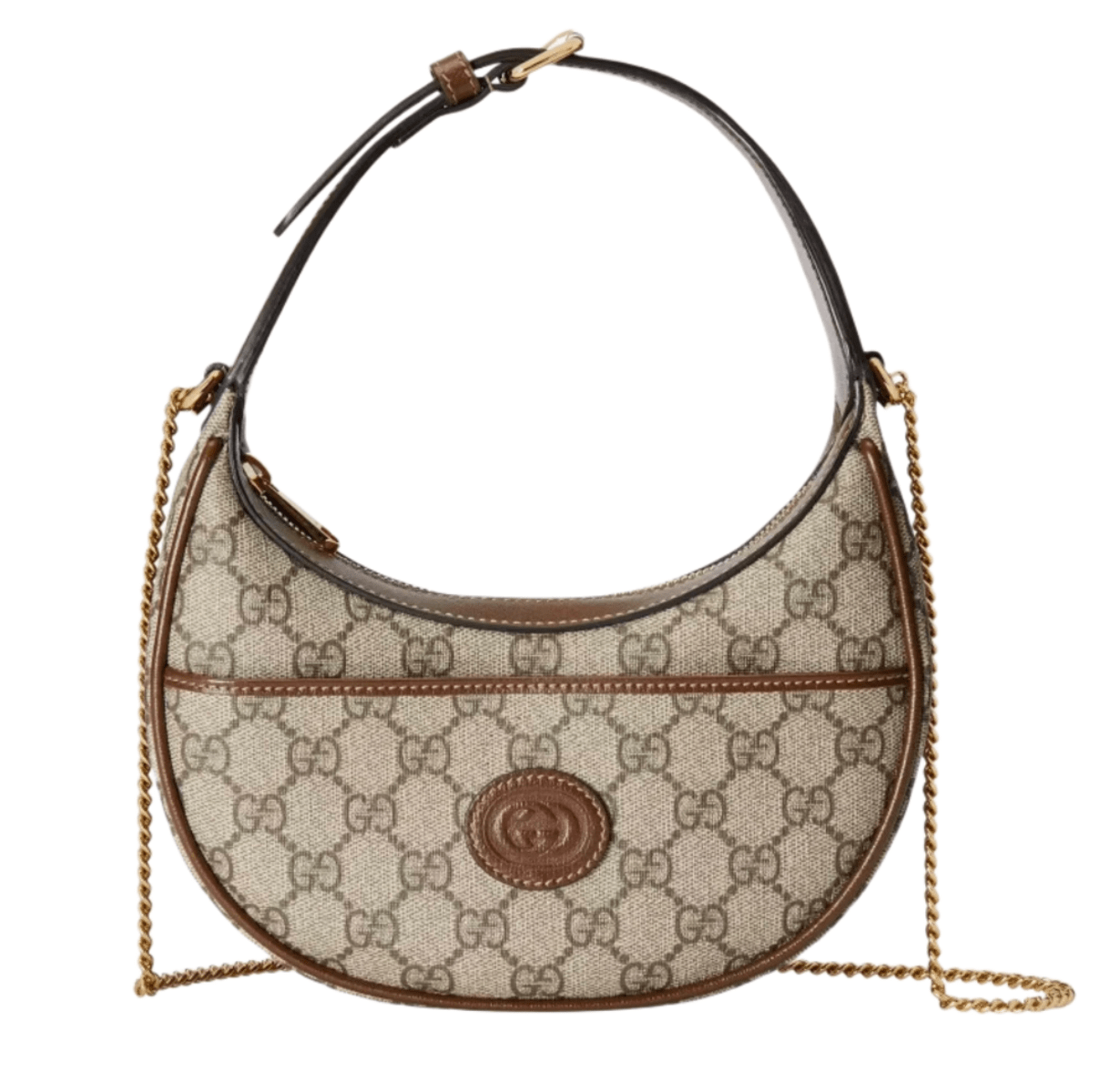 Gucci Half Moon Shaped Mini Bag with Interlocking G Beige Ebony