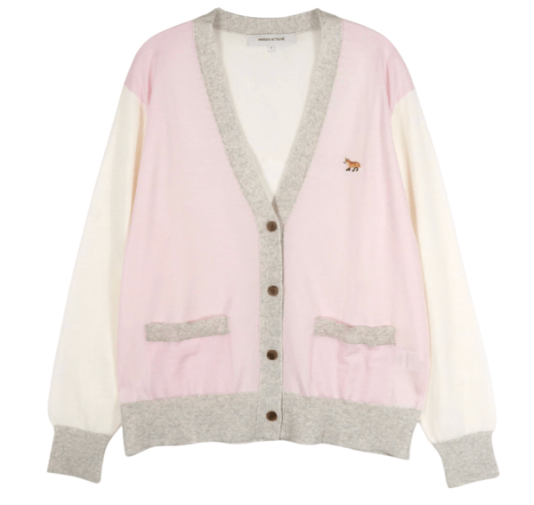 BABY FOX PATCH COLOR BLOCK CARDIGAN 
