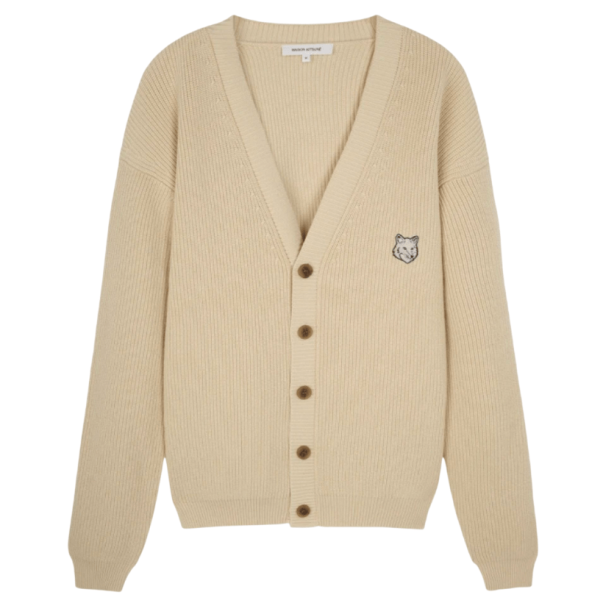 BOLD FOX HEAD PATCH COMFORT RIBBED CARDIGAN 