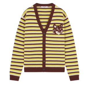FOX HEAD INTARSIA STRIPED COMFORT CARDIGAN 