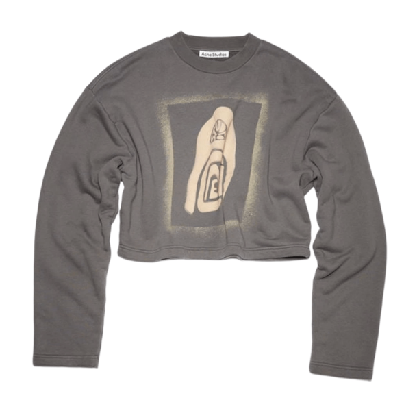 (W) Acne Studios Logo Print Oversized Fit Sweatshirt Carbon Grey