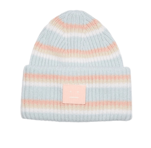 Acne Studios Striped Face Beanie Multi Blue