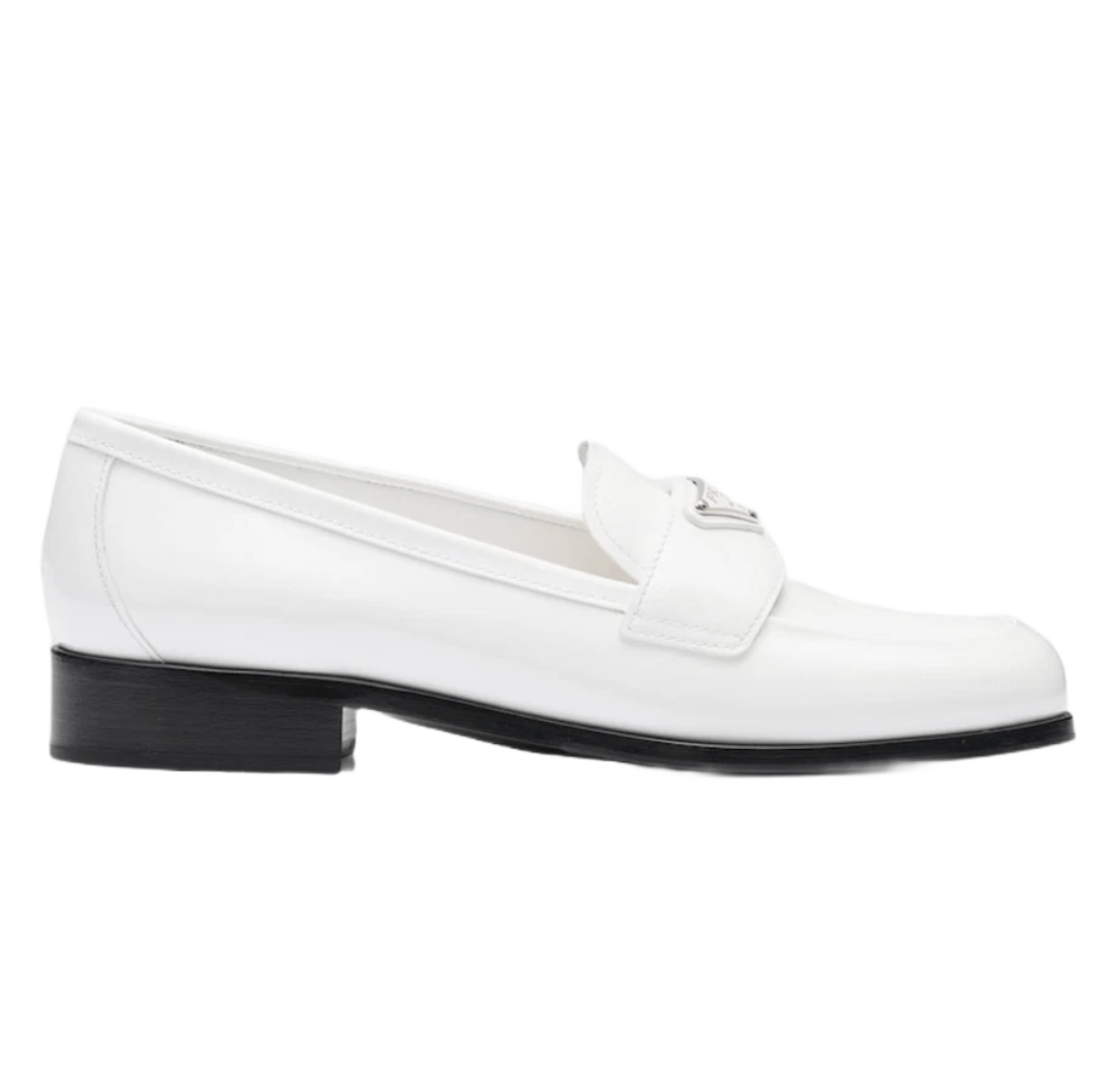 (W) Prada Patent Leather Loafers White