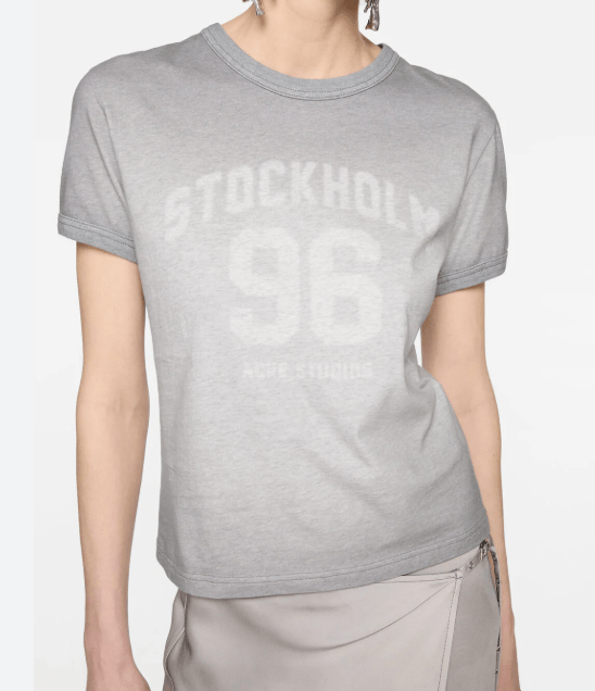 (W) Acne Studios Sprayed Vintage Logo T-Shirt Grey