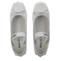 (W) Miu Miu Patent Leather Ballerinas White