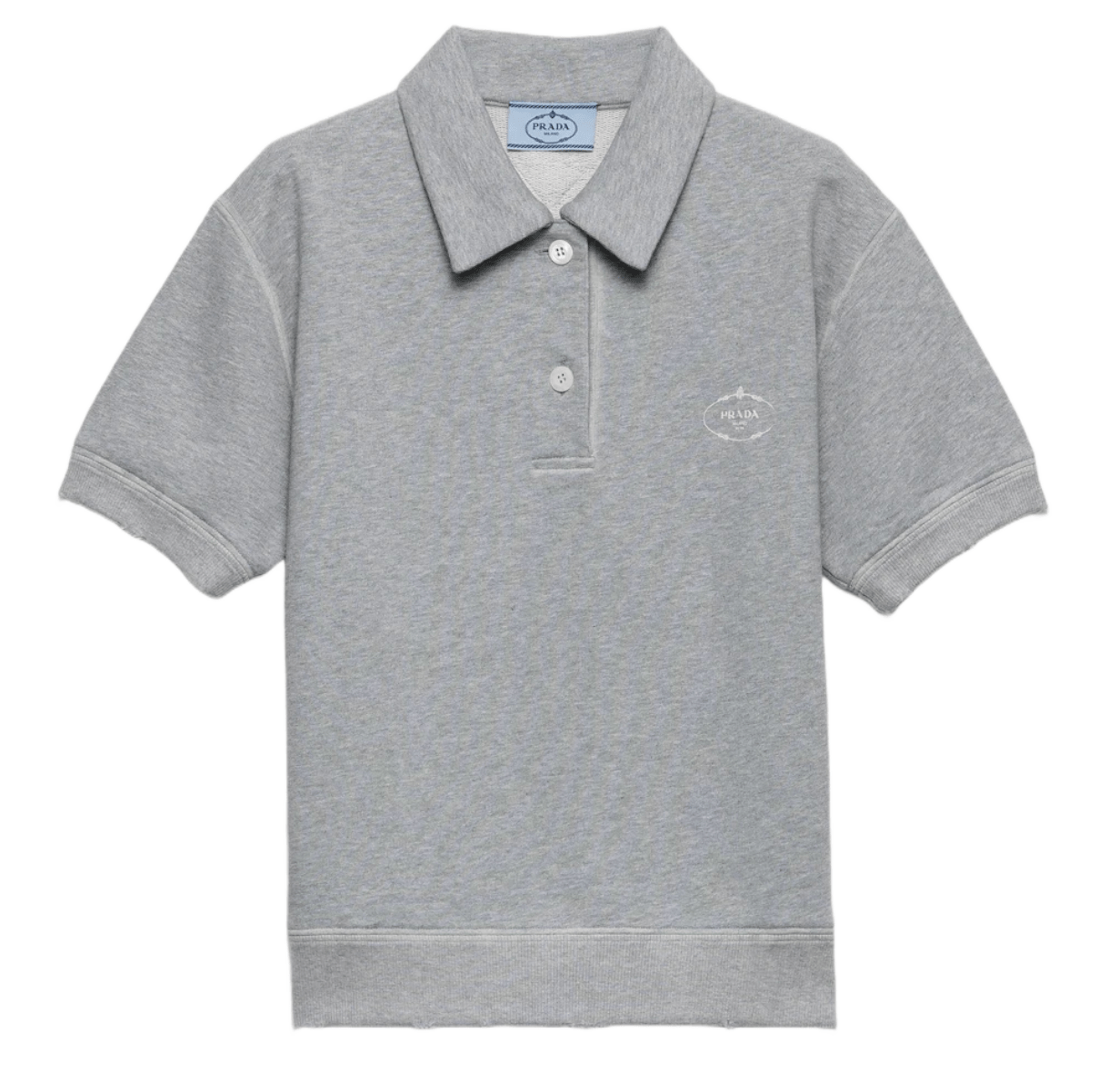 (W) Prada Cotton Fleece Polo Shirt Grey