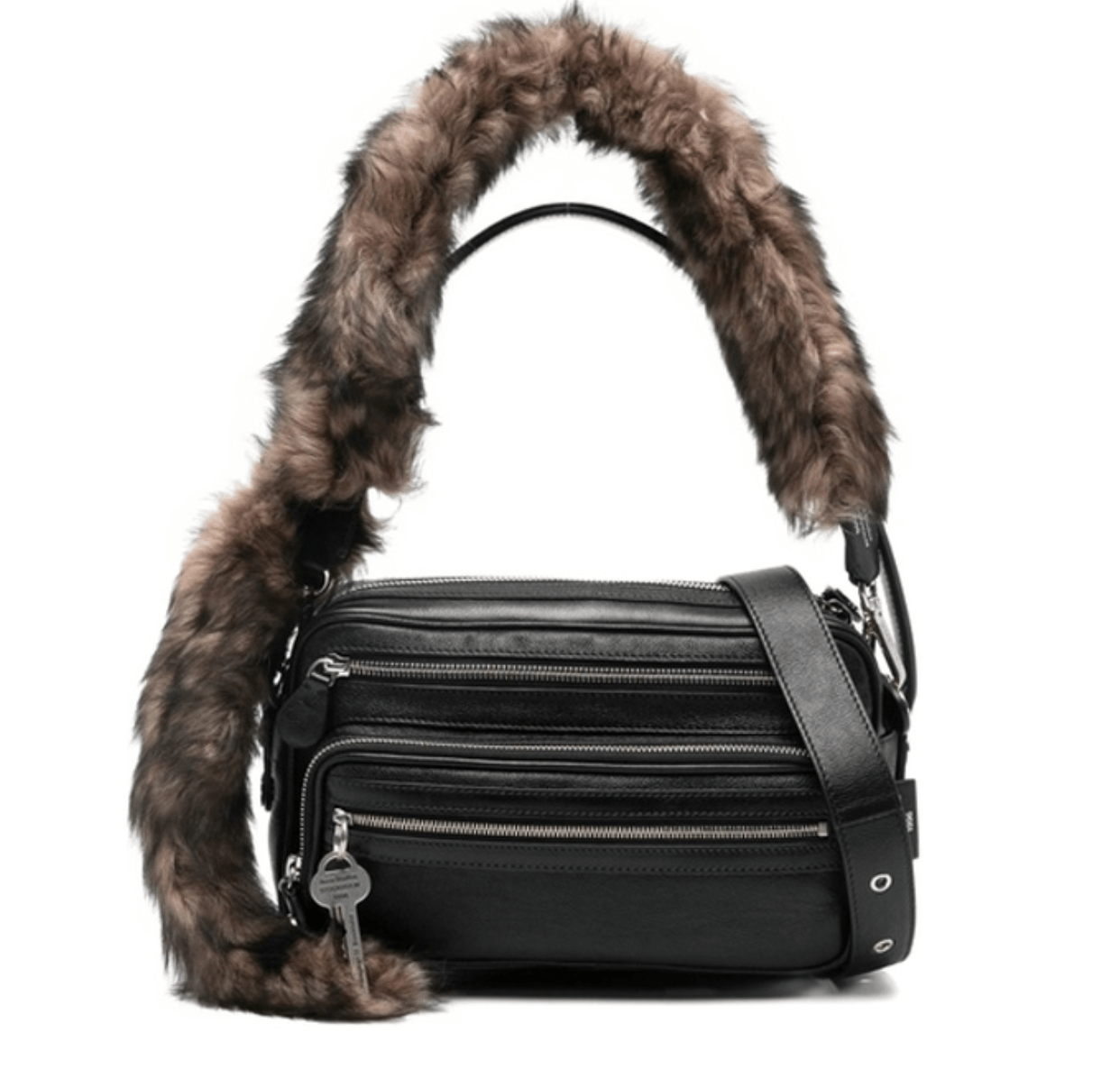 ACNE STUDIOS shearling-trimmed leather shoulder bag