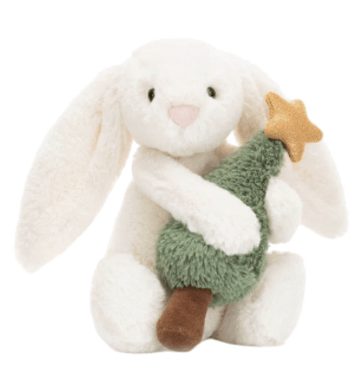 Jellycat Bashful Bunny with Christmas Tree Cream Green
