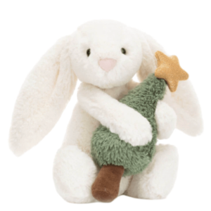 Jellycat Bashful Bunny with Christmas Tree Cream Green