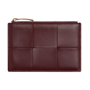 Bottega Veneta Cassette Zippered Card Case Madder Brown Rosewood