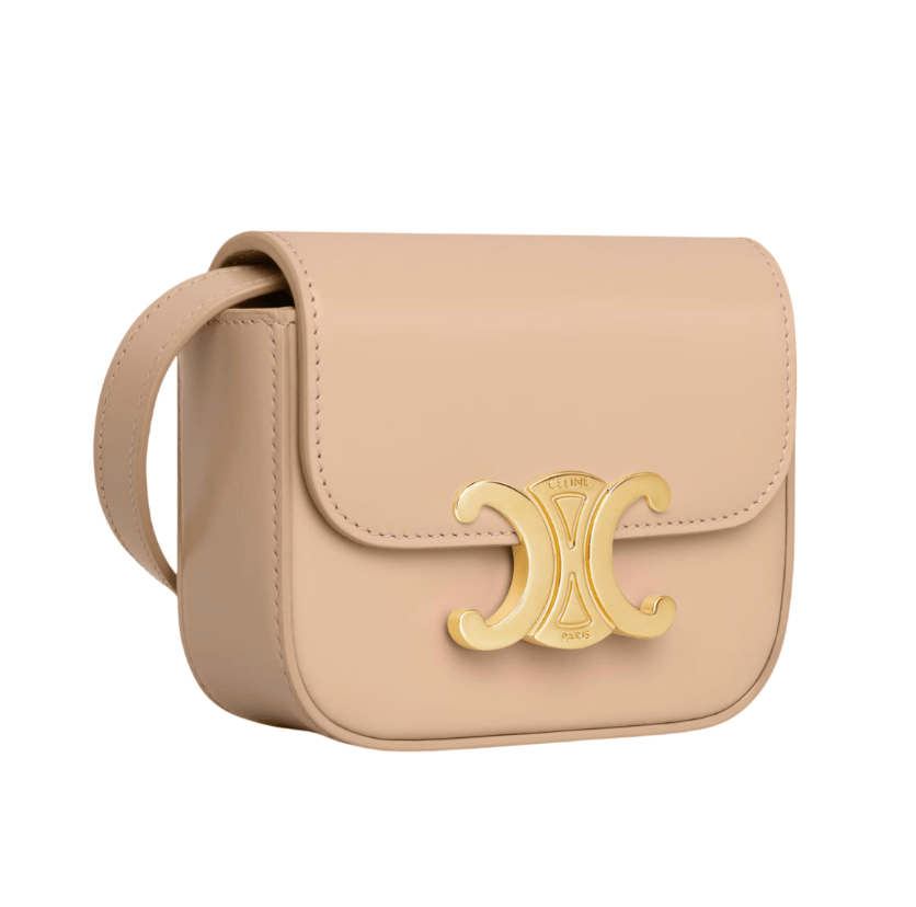 Celine Mini Claude Bag in Shiny Calfskin Oat Beige