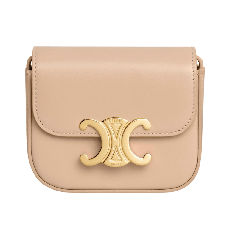 Celine Mini Claude Bag in Shiny Calfskin Oat Beige