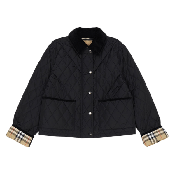 (W) Burberry Oldham Cropped Quilted Jacket Black