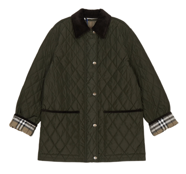 (W) Burberry Broadway Quilted Barn Jacket Khaki