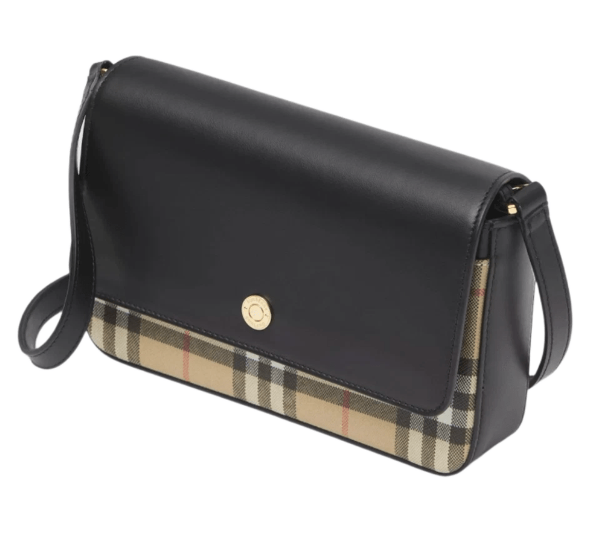 Burberry Vintage Check and Leather Penny Bag Archive Beige Black