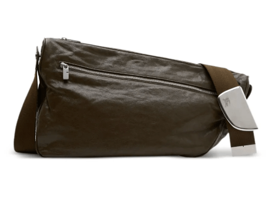 Burberry Shield Leather Messenger Bag Brown