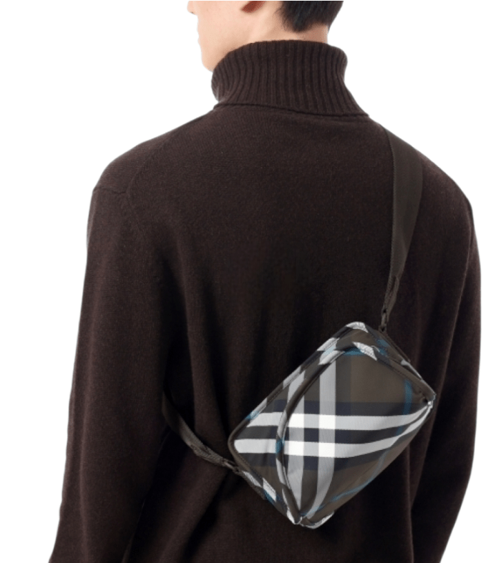 Burberry Shield Checked Messenger Bag Dark Green