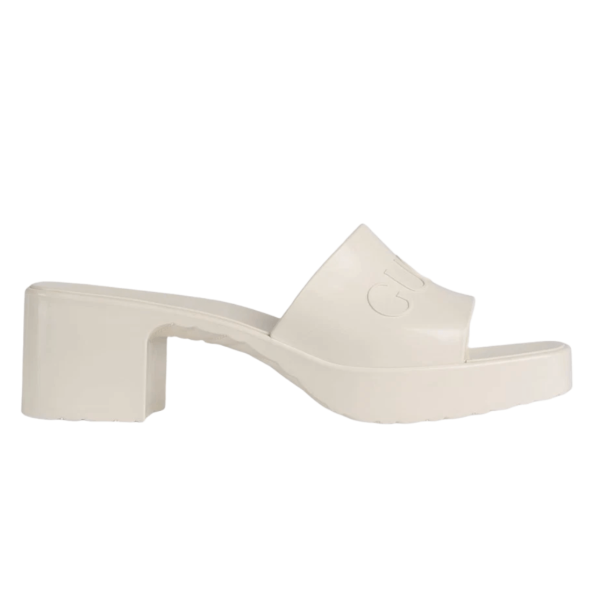 (W) Gucci Rubber Slide Sandal White Rubber