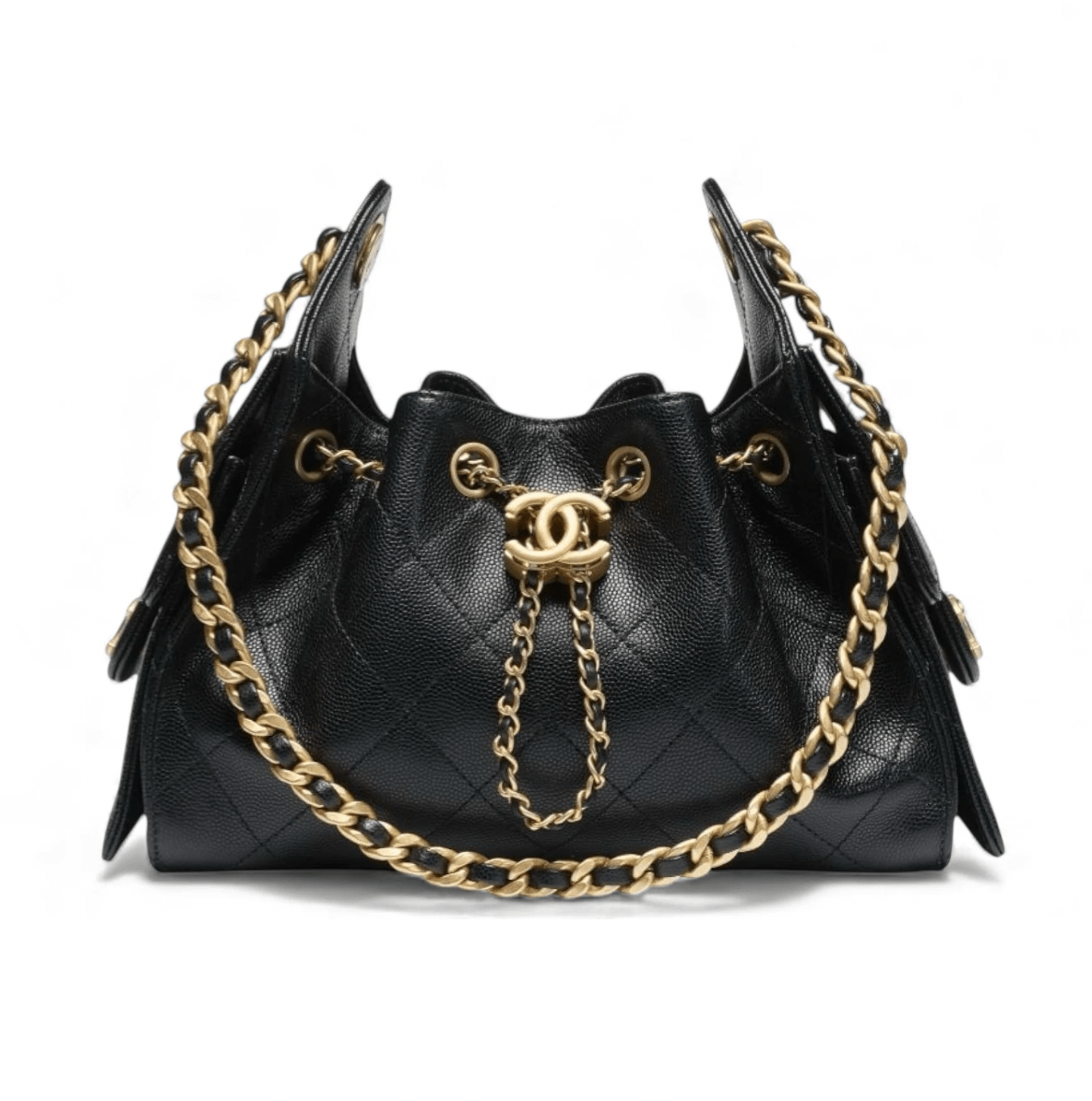 Chanel 25 Mini Handbag Black Grained Calfskin