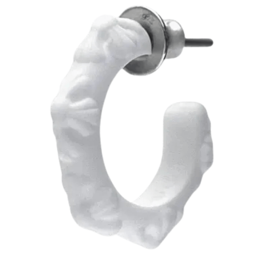 Chrome Hearts Silichrome CH Cross Single Hoop Earring White 2025