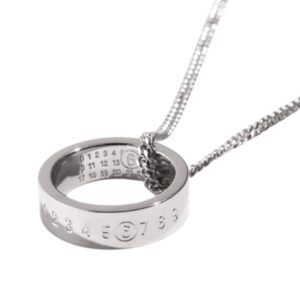 MM6 Maison Margiela numeric ring necklace in silver-tone brass