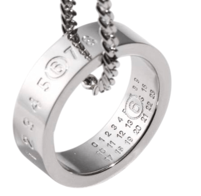 MM6 Maison Margiela numeric ring necklace in silver-tone brass