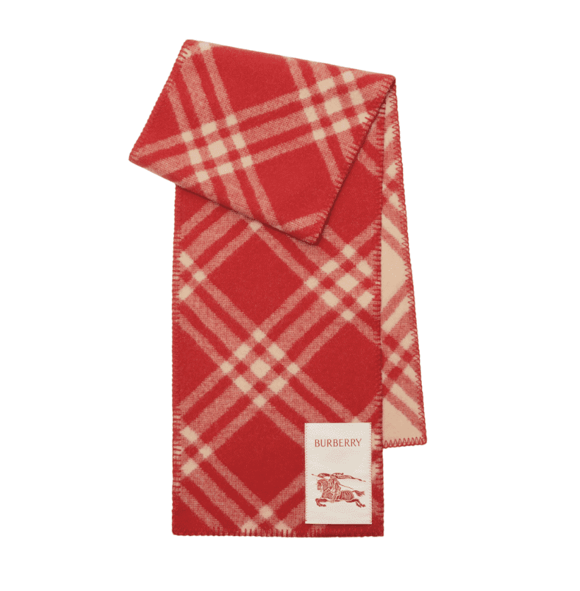 Check Wool Scarf - Crayon red