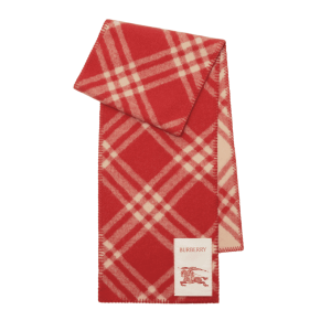 Check Wool Scarf - Crayon red