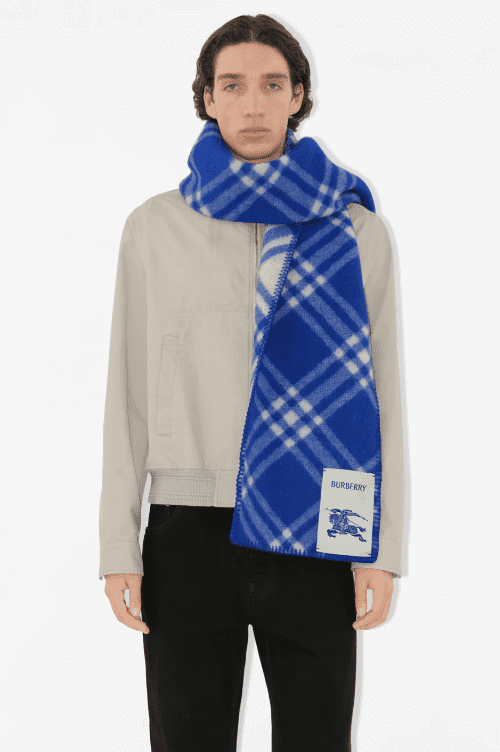 Check Wool Scarf - Knight blue