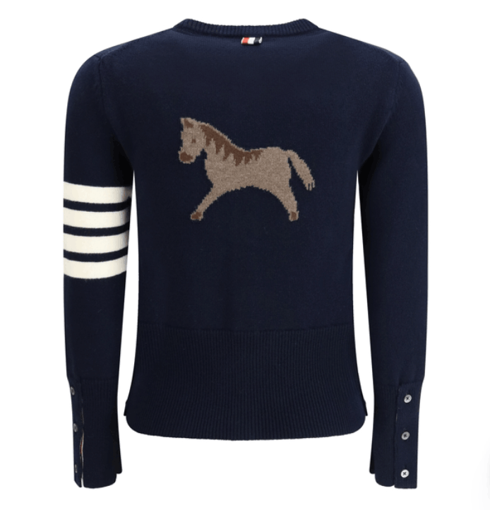 26SS Luna New Year Horse Intarsia V-Neck Wool Cardigan 