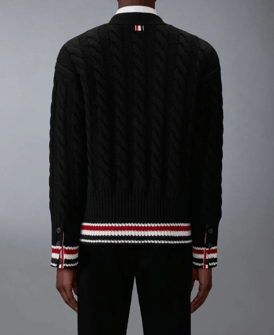  Merino Baby Cable Stitch RWB Stripe Cardigan 