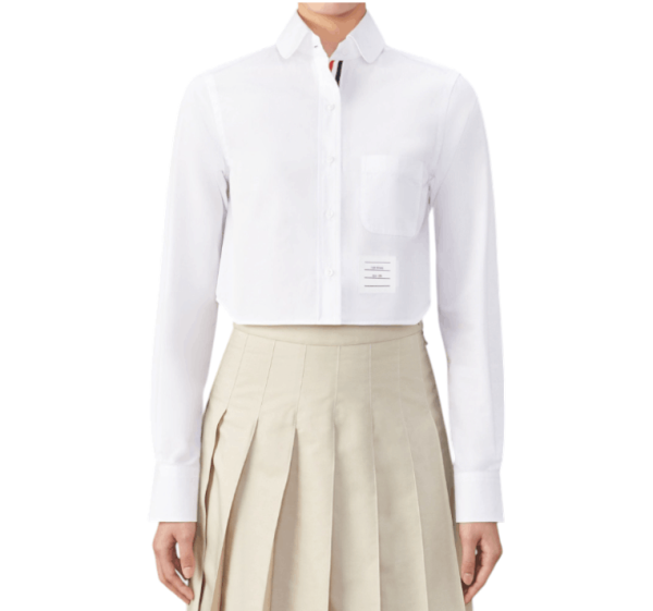 Classic Cropped Round-Collar Cotton Poplin Shirt 