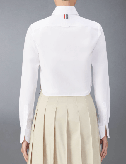 Classic Cropped Round-Collar Cotton Poplin Shirt 