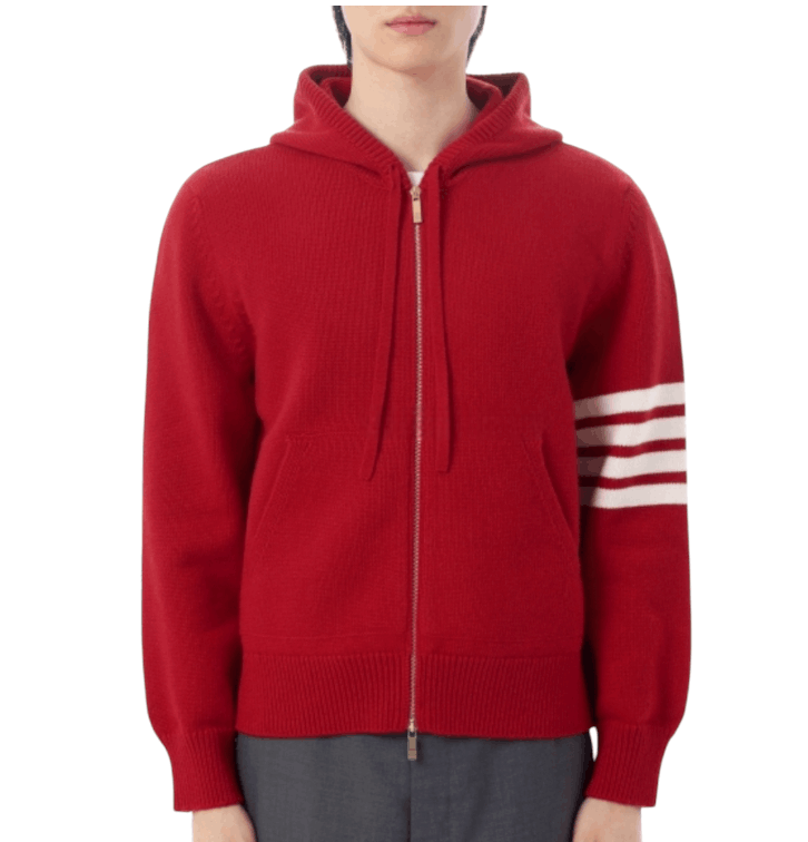 Hector Intarsia Merino Zip-Up Hoodie - red