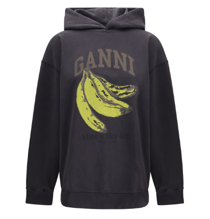 DARK GREY BANANA GRAPHIC HOODIE 
