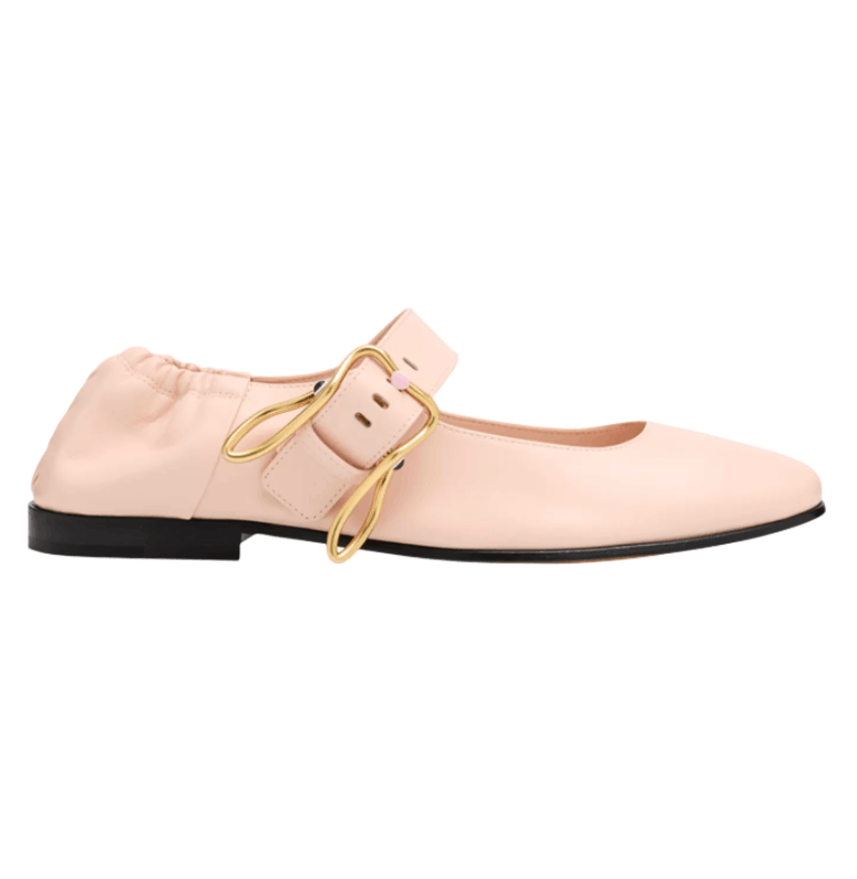 Bottega Veneta Astaire Leather Rabbit Mary Jane Ballerina 