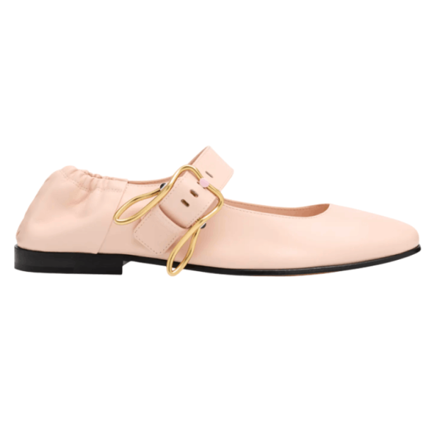 Bottega Veneta Astaire Leather Rabbit Mary Jane Ballerina 