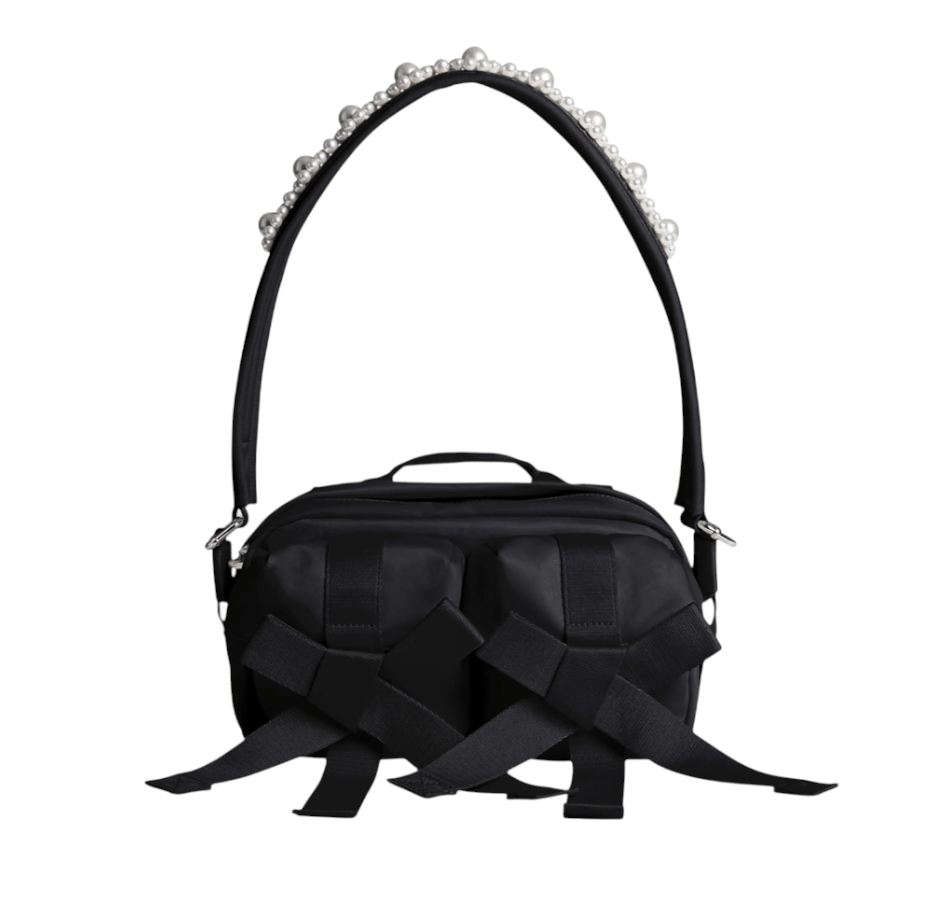 Beaded Classic Bow Crossbody Bag Black