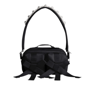 Beaded Classic Bow Crossbody Bag Black